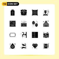 16 Universal Solid Glyph Signs Symbols of sharing interface work stethoscope doctor Editable Vector Design Elements