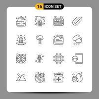 Set of 16 Commercial Outlines pack for candle add upload clip attachment Editable Vector Design Elements