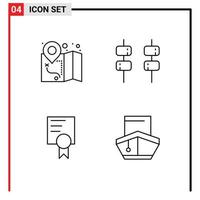 Paquete de 4 líneas de interfaz de usuario de signos y símbolos modernos de transporte de certificados de alimentos de carga gps elementos de diseño de vectores editables