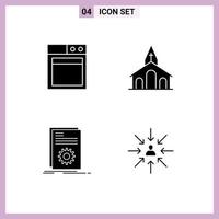 Universal Icon Symbols Group of 4 Modern Solid Glyphs of business executable church cross running Editable Vector Design Elements