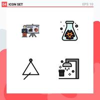 4 Creative Icons Modern Signs and Symbols of presentation instrument professor pollution sound Editable Vector Design Elements