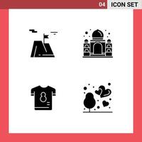 Pictogram Set of 4 Simple Solid Glyphs of flag football achievement mahal player Editable Vector Design Elements