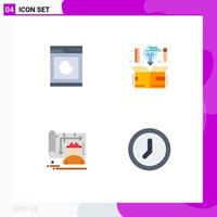 Group of 4 Modern Flat Icons Set for cooking architecture clean design design Editable Vector Design Elements