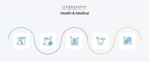 Paquete de 5 íconos azul médico y de salud que incluye . mensaje. peso. médico. diente vector