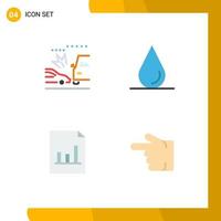 Mobile Interface Flat Icon Set of 4 Pictograms of accident finger crush analytics hand Editable Vector Design Elements