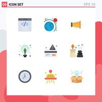 Set of 9 Modern UI Icons Symbols Signs for card bulb megaphone power energy Editable Vector Design Elements