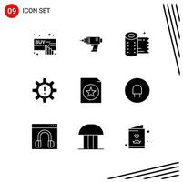 Pack of 9 Modern Solid Glyphs Signs and Symbols for Web Print Media such as risk management electronics human tissue Editable Vector Design Elements