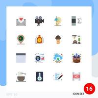 Modern Set of 16 Flat Colors and symbols such as location data video column habit Editable Pack of Creative Vector Design Elements