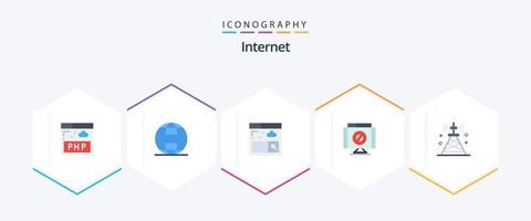 Internet 25 Flat icon pack including technology. network. internet. communications. denied vector