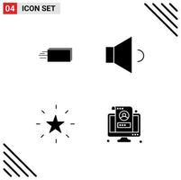 4 Creative Icons Modern Signs and Symbols of dollar favorite money speaker star Editable Vector Design Elements