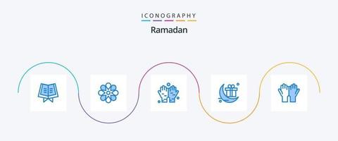 paquete de iconos ramadan blue 5 que incluye religión. orar. namaz. musulmán. festival vector