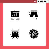 Mobile Interface Solid Glyph Set of 4 Pictograms of presentation board analytics pants accounting Editable Vector Design Elements