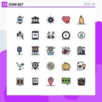 Universal Icon Symbols Group of 25 Modern Filled line Flat Colors of small like law love sun Editable Vector Design Elements