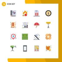 Group of 16 Flat Colors Signs and Symbols for document money memory card finance storage device Editable Pack of Creative Vector Design Elements