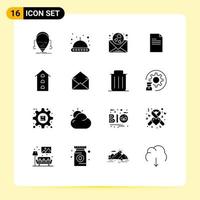 16 User Interface Solid Glyph Pack of modern Signs and Symbols of house report heart data file Editable Vector Design Elements