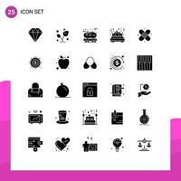25 Universal Solid Glyphs Set for Web and Mobile Applications romance married eco love power Editable Vector Design Elements