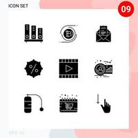 Solid Glyph Pack of 9 Universal Symbols of sale discount cryptocurrency letter business Editable Vector Design Elements