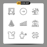 paquete de iconos de vector de stock de 9 signos y símbolos de línea para tratar laddu astronomía delicadeza india elementos de diseño de vector editables