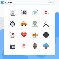 Flat Color Pack of 16 Universal Symbols of north compass ideas up forward Editable Pack of Creative Vector Design Elements