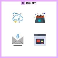 4 Creative Icons Modern Signs and Symbols of crowd funding product financial calendar email Editable Vector Design Elements