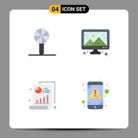 Set of 4 Modern UI Icons Symbols Signs for baby rattle medical rattle image chart Editable Vector Design Elements