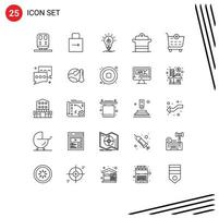 conjunto de 25 iconos modernos de la interfaz de usuario signos de símbolos para cocinar en sartén cocina de seguridad que imprime elementos de diseño vectorial editables vector