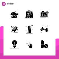 Pictogram Set of 9 Simple Solid Glyphs of science satellite webinar radar website Editable Vector Design Elements