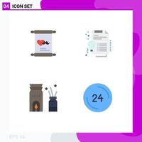 Modern Set of 4 Flat Icons Pictograph of invitation burner day invention scent Editable Vector Design Elements