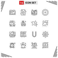 paquete de iconos de vector de stock de 16 signos y símbolos de línea para elementos de diseño de vector editables de dinero de seguro de monitor de protección de furgoneta
