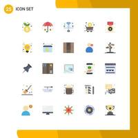 Pictogram Set of 25 Simple Flat Colors of prize award iot shopping cart Editable Vector Design Elements