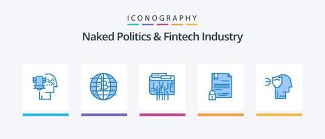 Naked Politics And Fintech Industry Blue 5 Icon Pack Including document. contract. decentralized. electronic signature. internet. Creative Icons Design vector