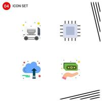 Mobile Interface Flat Icon Set of 4 Pictograms of concrete business chip gadget growth Editable Vector Design Elements