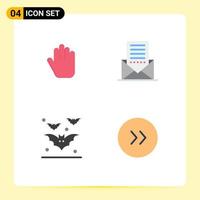 paquete de línea de vector editable de 4 iconos planos simples de detener flechas de carta de correo electrónico de halloween elementos de diseño de vector editable