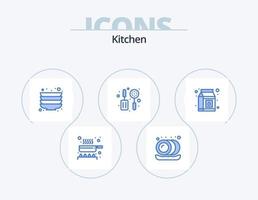 paquete de iconos azul de cocina 5 diseño de iconos. . desnatadora. embalar vector
