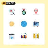 Universal Icon Symbols Group of 9 Modern Flat Colors of globe education beach house spring brightness Editable Vector Design Elements