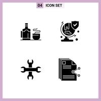 Modern Set of Solid Glyphs Pictograph of tea tool hotel security content Editable Vector Design Elements