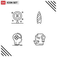 Universal Icon Symbols Group of 4 Modern Filledline Flat Colors of biology advanced science sports future Editable Vector Design Elements