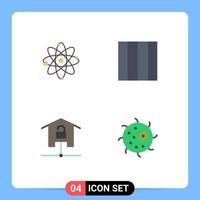 Set of 4 Modern UI Icons Symbols Signs for atom smart home laboratory devices animal Editable Vector Design Elements