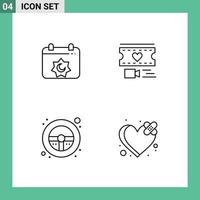 Pictogram Set of 4 Simple Filledline Flat Colors of calendar steering muslim love wheel Editable Vector Design Elements