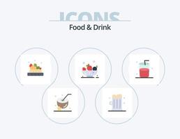 paquete de iconos planos de comida y bebida 5 diseño de iconos. vaso. beber. alimento. vector