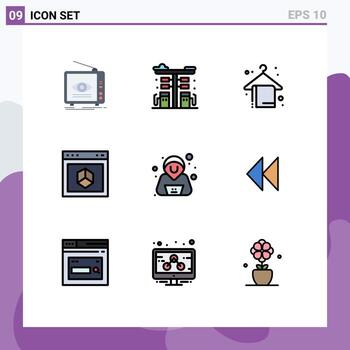9 concepto de color plano de línea completa para sitios web móviles y aplicaciones navegador de Internet aplicación de gas vacaciones elementos de diseño vectorial editables vector