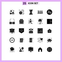 Universal Icon Symbols Group of 25 Modern Solid Glyphs of rayal sound teamwork lamp amplifier Editable Vector Design Elements