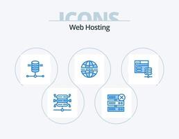 diseño de iconos de paquete de iconos azules de alojamiento web 5. web. servidor de red servidor. base de datos. sistema vector