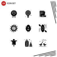 Editable Vector Line Pack of 9 Simple Solid Glyphs of production management coffee paper newspaper Editable Vector Design Elements