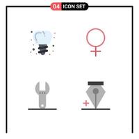 Stock Vector Icon Pack of 4 Line Signs and Symbols for implanting add female control pen Editable Vector Design Elements