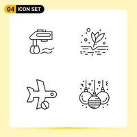 4 Universal Line Signs Symbols of mixer flight blender farming transport Editable Vector Design Elements