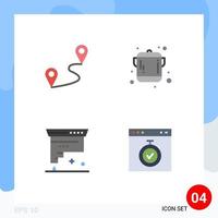 Group of 4 Flat Icons Signs and Symbols for location development cooking cartridge browser Editable Vector Design Elements