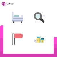 Modern Set of 4 Flat Icons and symbols such as bed items school paragraph items Editable Vector Design Elements