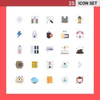 Set of 25 Modern UI Icons Symbols Signs for power lamp mixer islam safety Editable Vector Design Elements