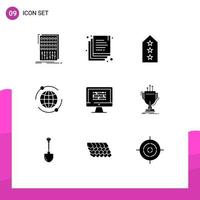 9 iconos creativos signos y símbolos modernos de datos marketing militar en línea tres elementos de diseño vectorial editables vector